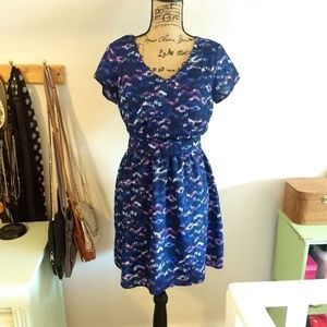 Lily Rose Medium Blue and Purple Fit & Flare Dress